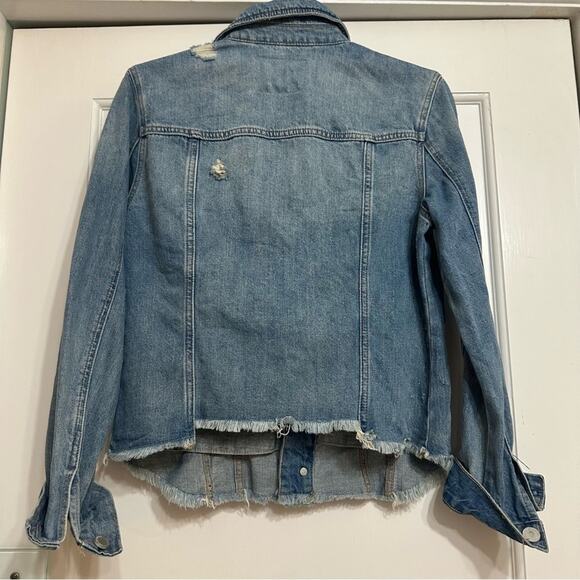 Blank NYC Heavily Distressed Denim Jean Jacket, Medium Wash, Small - Picture 12 of 16